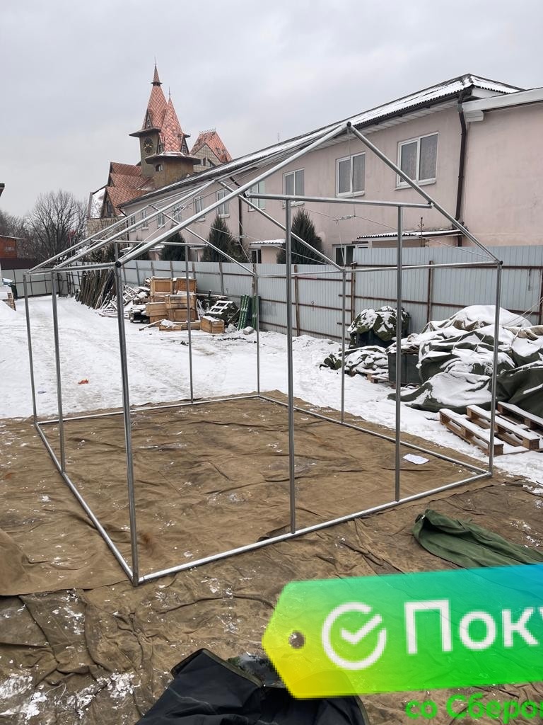 Палатка Каркасная утепленная зеленого цвета 3х4