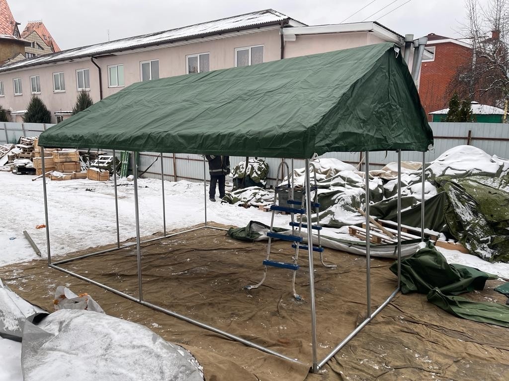 Палатка Каркасная утепленная зеленого цвета 3х4